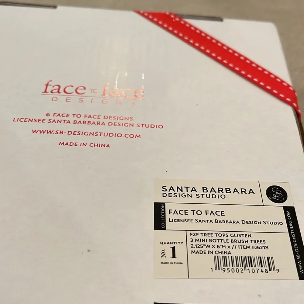 Face to Face Holiday Bottle Brush Tree Set - Tree Tops Glisten/NIB